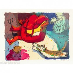 Original Kunst von Michael Leu "Devil and angry cat" kaufen Sie Bilder des bekannten amerikanischen Künstlers