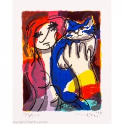 Original Kunst von Michael Leu "With blue cat" kaufen Sie Bilder des bekannten amerikanischen Künstlers