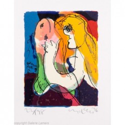 Original Kunst von Michael Leu "Woman petting a nice fish" kaufen Sie Bilder des bekannten amerikanischen Künstlers
