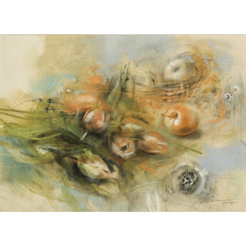 Gabriele Mierzwa Unikat auf Karton -Blumen 1-