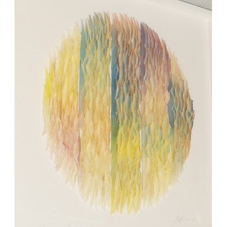 3D Papierobjekt „Farbklang V“ im Rahmen – Original von Gabriele Mierzwa