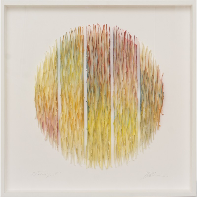 3D Papierobjekt „Farbklang V“ im Rahmen – Original von Gabriele Mierzwa