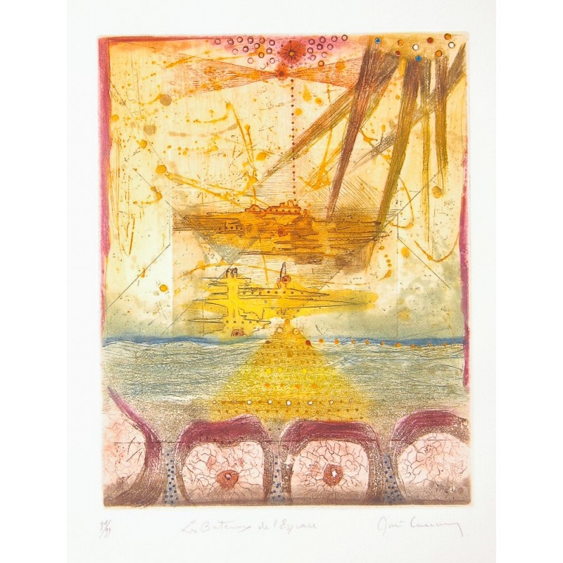 'Original Kunst von René Carcan "Les bateaux dans l''espace." kaufen Sie Bilder des bekannten belgischen Künstlers'