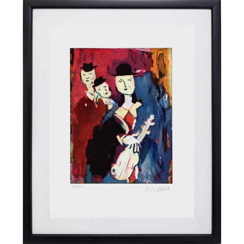 Das Original 'Ankunft der Musikanten' wurde von Armin Mueller-Stahl handsigniert. Günstig kaufen.