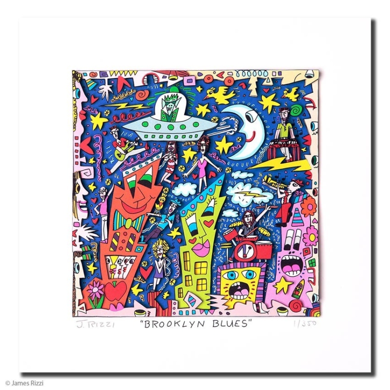 James Rizzi * Brooklyn Blues * Original 3D Bild mit Zertifikat