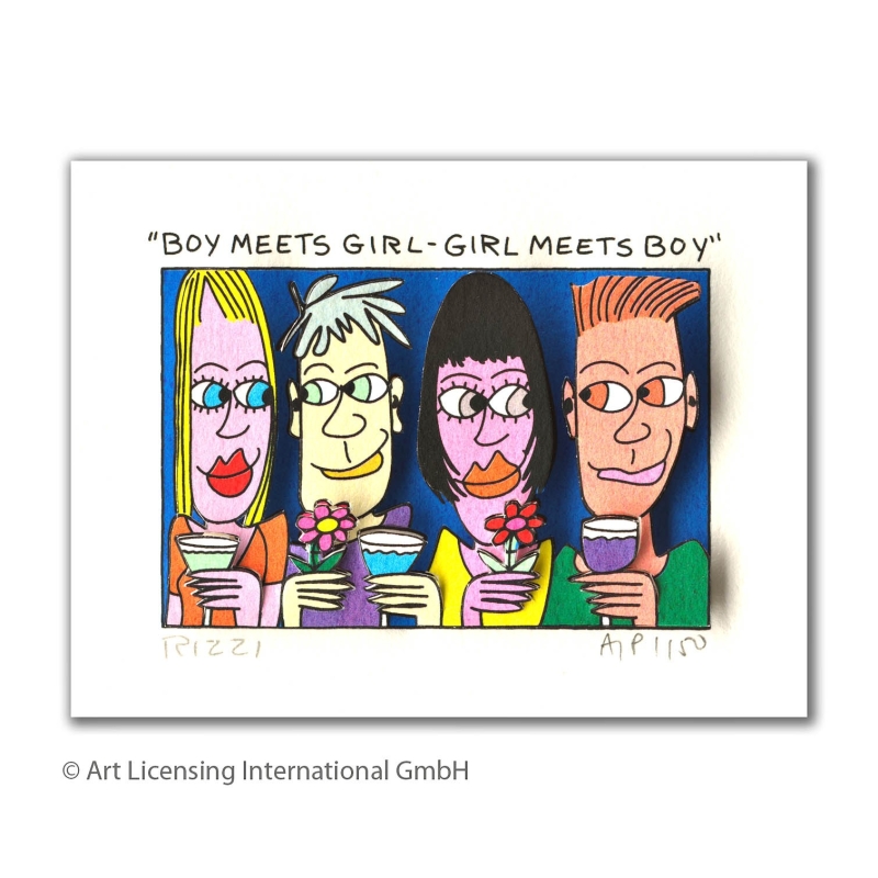 James Rizzi Original 3D Bilder kaufen - Boy meets girl - girl meets boy