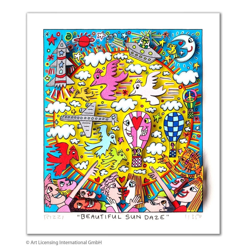 James Rizzi - Original 3D Bild * BEAUTIFUL SUN DAZE * mit Zertifikat