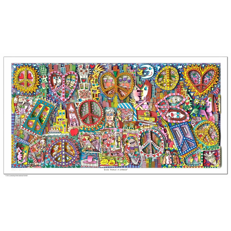 Original 3D- Bild von James Rizzi- "Give peace a chance" mit Zertifikat