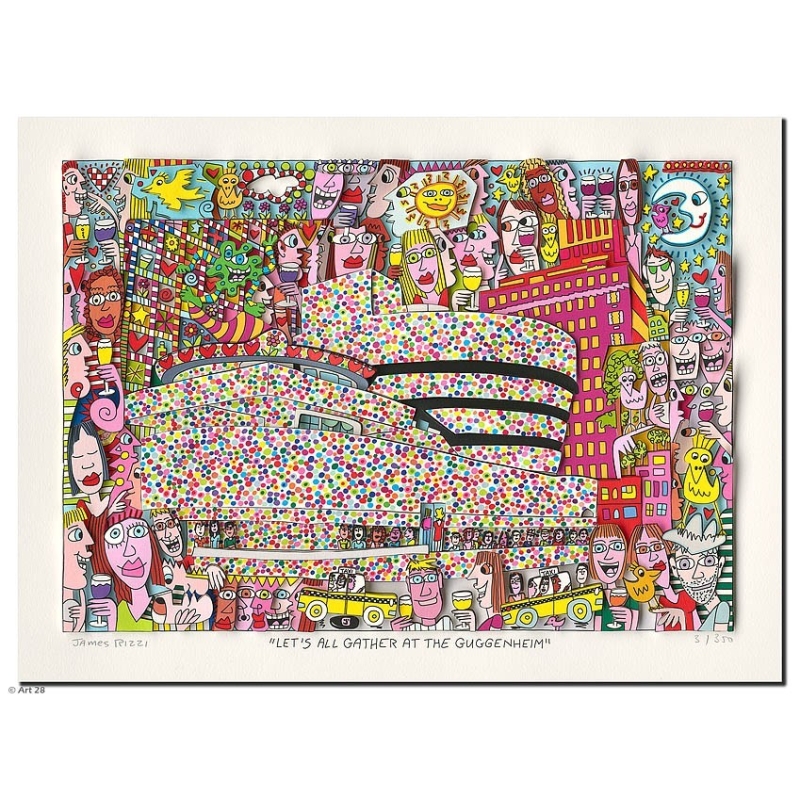 Original 3D - Bild von James Rizzi - " Let´s all gather at the Guggenheim" mit Zertifikat