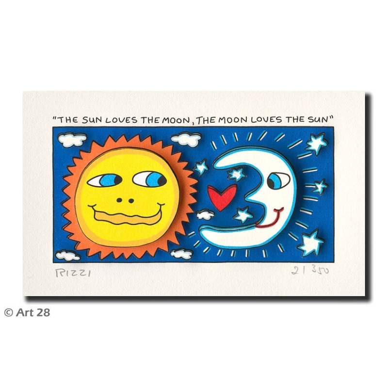 James Rizzi Bilder 3D Original Kunst - The sun loves the moon the moon loves the sun kaufen