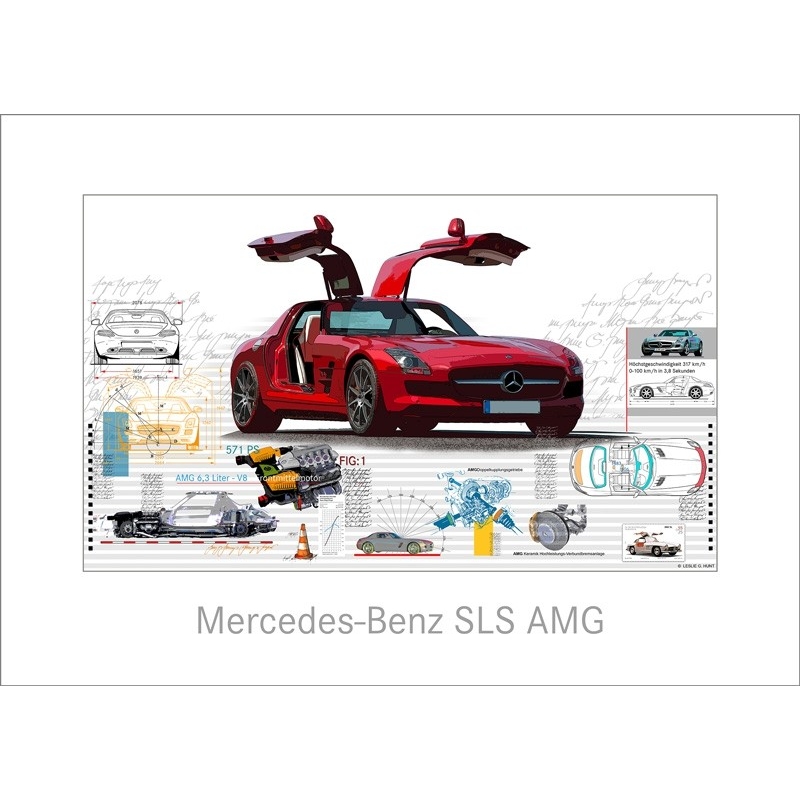 Leslie Hunt Bilder kaufen Original "Mercedes Benz SLS" Giclee