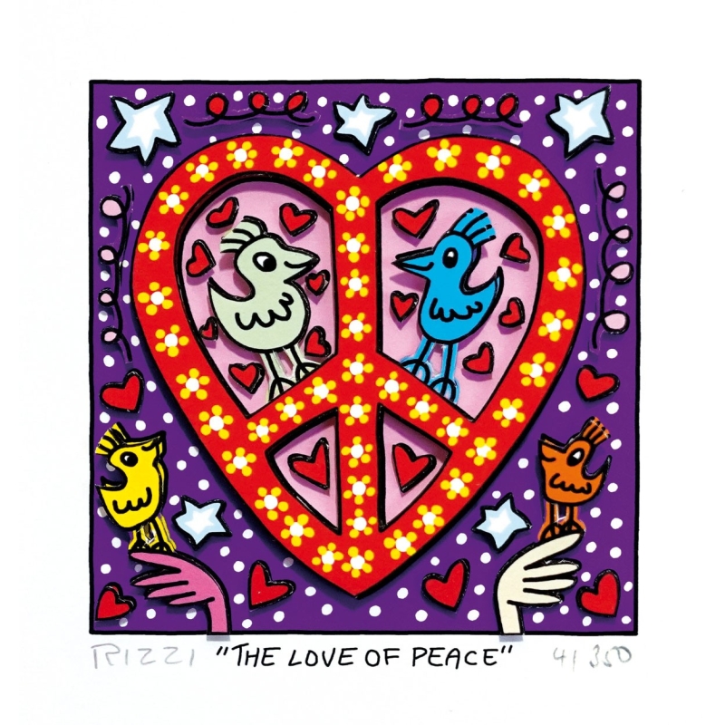 James Rizzi - Original 3D-Bild * THE LOVE OF PEACE * mit Zertifikat