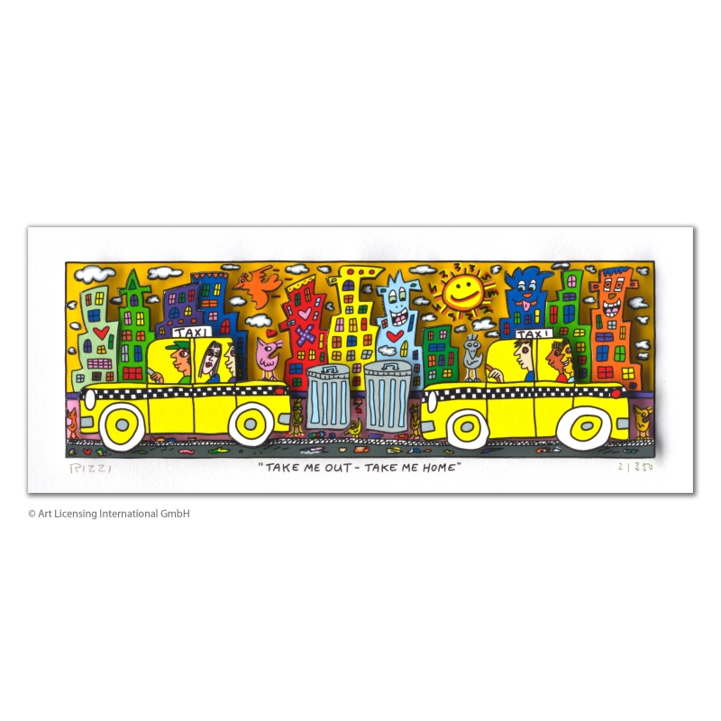 Zertifiziert: James Rizzi 3D Original Bild * Take Me Out - Take Me Home *