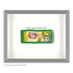 James Rizzi Original 3D Bild kaufen Take your Medicine inkl. Rahmen Alu-Seidenmatt