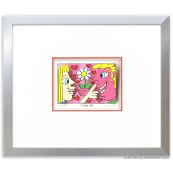 James Rizzi 3D Bilder "Love Ya" kaufen Rahmenbeispiel Alu-Seidenmatt