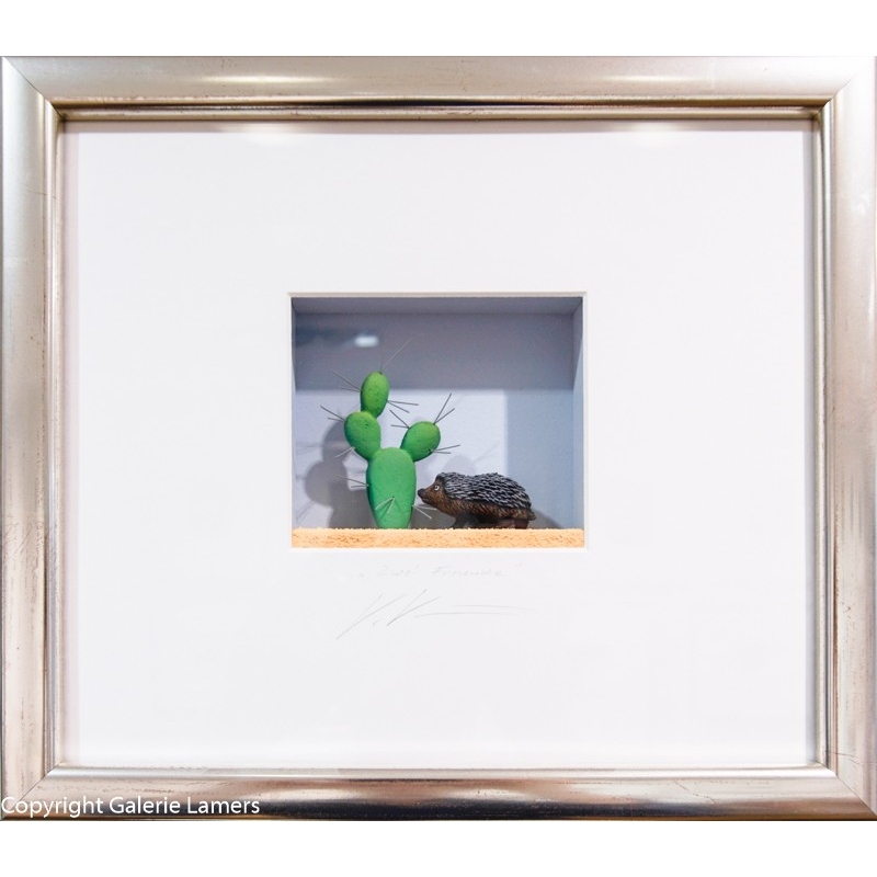 Volker Kühn Original 3D-Objekt "Zwei Freunde" im Rahmen