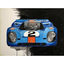 Das Original-Bild 'GULF Porsche 917' wurde von Leslie G. Hunt entworfen und handsigniert.