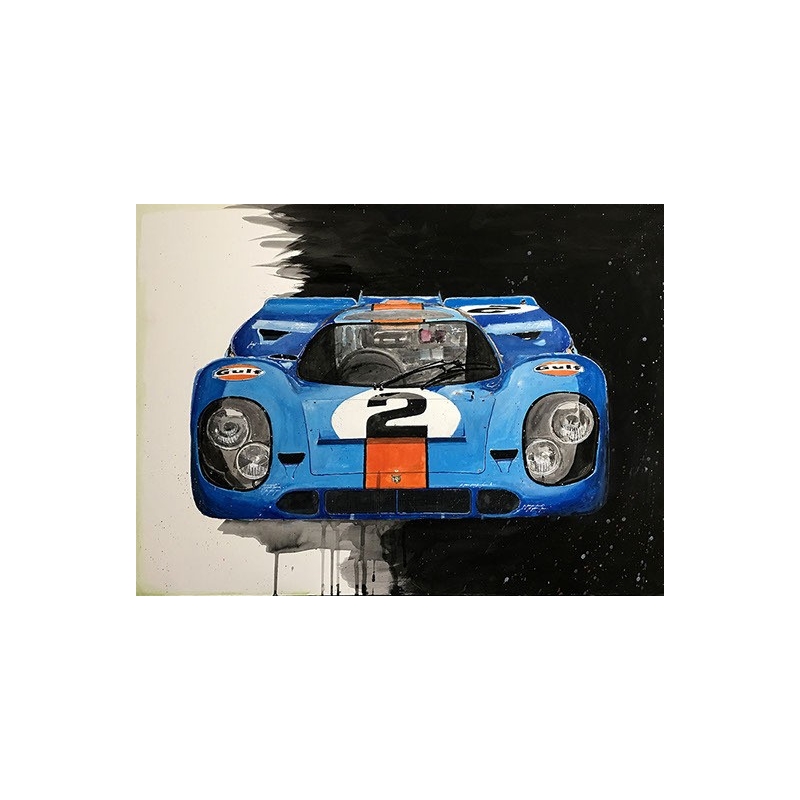 Das Original-Bild 'GULF Porsche 917' wurde von Leslie G. Hunt entworfen und handsigniert.