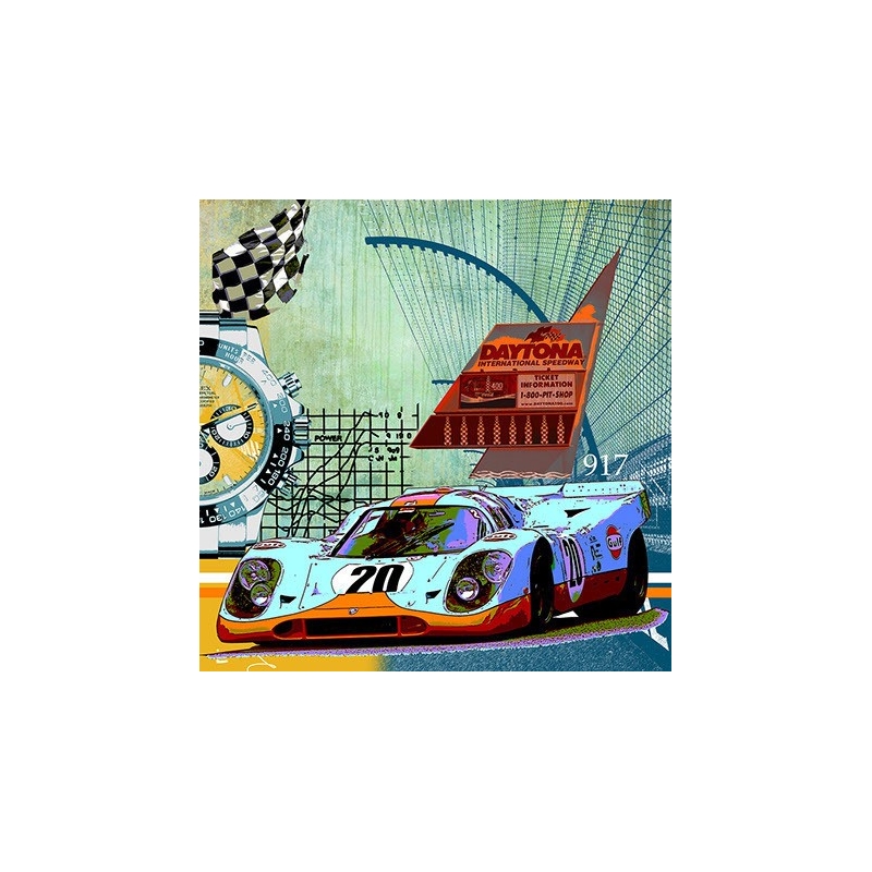 Leslie G. Hunt hat das Bild - GULF Porsche 917-DAYTONA selbst konzipiert und handsigniert