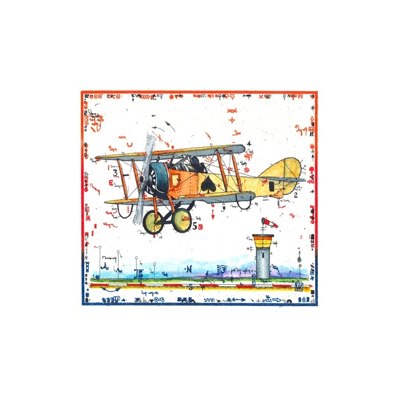 Leslie Hunt Bilder kaufen Original "Miniatur Flugzeug" Radierung handsigniert vom Künstler