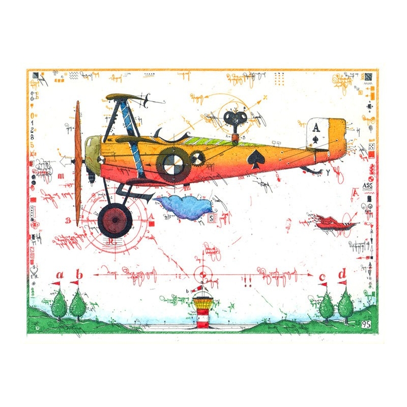 Leslie Hunt Bilder kaufen Original "FliegerAss" Radierung handsigniert vom Künstler