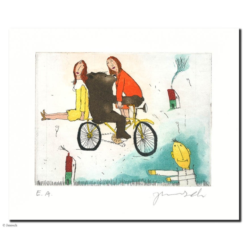 Original Bild "2 Schwestern ach Schwestern" von Janosch - Kunst mit Zertifikat kaufen