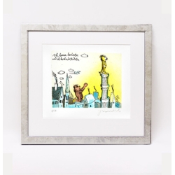 Rahmungsbeispiel - Silber mit schwarzem Durchrieb, mit Passepartout