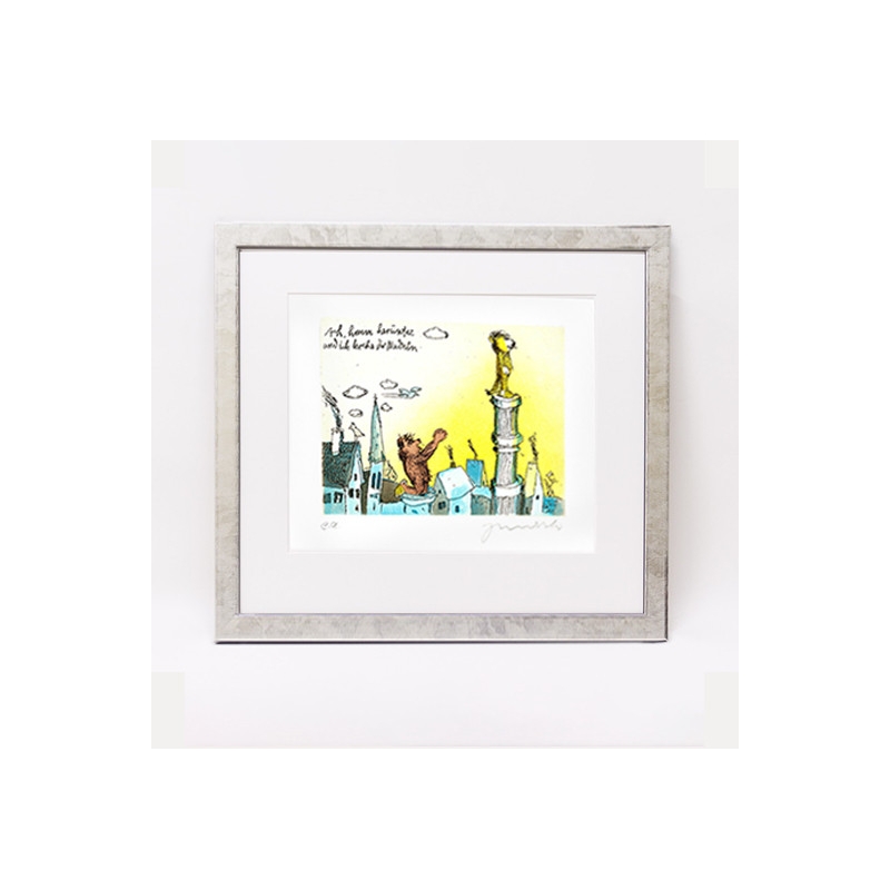 Rahmungsbeispiel - Silber mit schwarzem Durchrieb, mit Passepartout