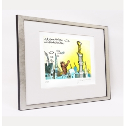 Rahmungsbeispiel - Silber mit schwarzem Durchrieb, mit Passepartout