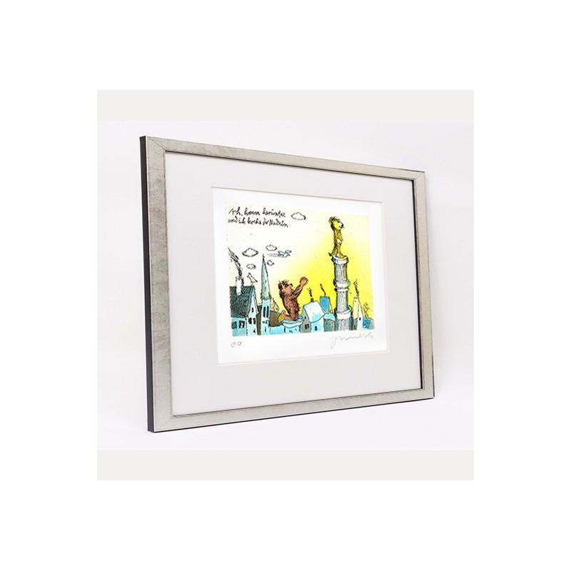 Rahmungsbeispiel - Silber mit schwarzem Durchrieb, mit Passepartout