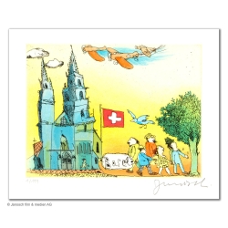 Original Bild "Basel und sein Münster" von Janosch - Kunst mit Zertifikat kaufen