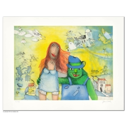 Original Bild "Der Mikesch heiratet Marie sie wohnt im Haus dort vis-a-vis" von Janosch - Kunst mit Zertifikat kaufen