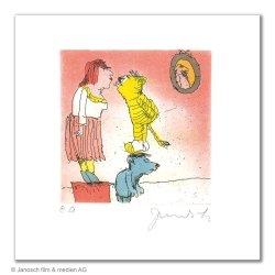 Original Bild "Der Tiger küsst hier..." von Janosch - Kunst mit Zertifikat kaufen