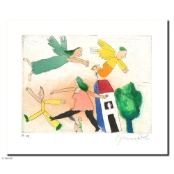 Original Bild "Die Leute oben + die Leute unten" von Janosch - Kunst mit Zertifikat kaufen