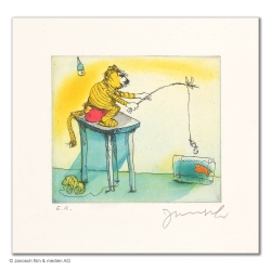 Original Bild "Ein Goldfisch für den Tiger" von Janosch - Kunst mit Zertifikat kaufen