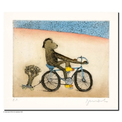 Original Bild "Fahrradbär" von Janosch - Kunst mit Zertifikat kaufen