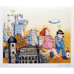 Original Bild "Frankfurt am Main" von Janosch - Kunst mit Zertifikat kaufen