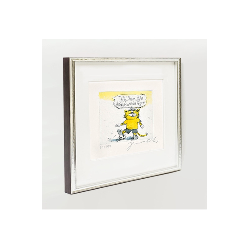 Rahmungsbeispiel - Silber mit schwarzem Durchrieb, mit Passepartout