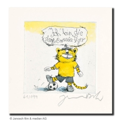 Original Bild "Fußball Tiger ("Ich bin die starke Borussia Tiger")" von Janosch - Kunst mit Zertifikat kaufen