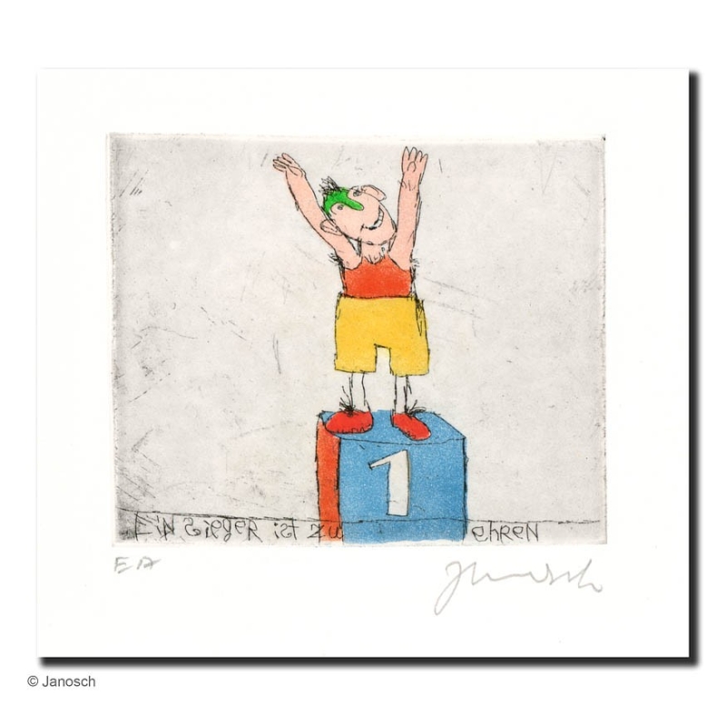 Original Bild "Gelbhosensieger" von Janosch - Kunst mit Zertifikat kaufen