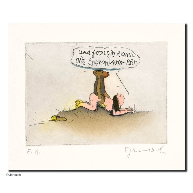 Original Bild "Gib Mama die Sporen" von Janosch - Kunst mit Zertifikat kaufen