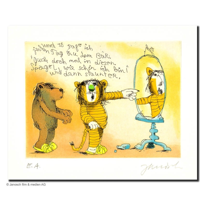 Original Bild "Guck Doch mal in diesen Spiegel" von Janosch - Kunst mit Zertifikat kaufen
