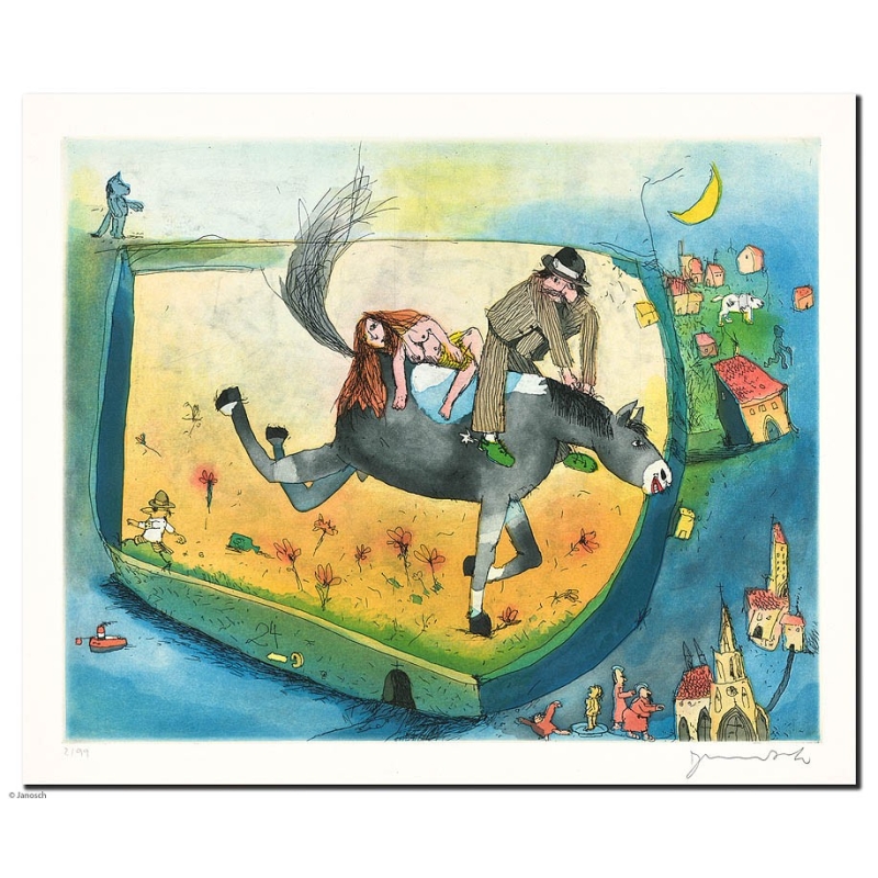 Original Bild "Hochzeitsreiter" von Janosch - Kunst mit Zertifikat kaufen