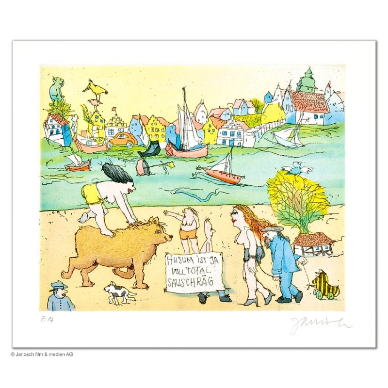 Original Bild "Husum ist so schräg" von Janosch - Kunst mit Zertifikat kaufen