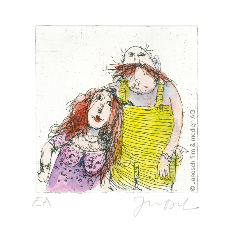 Original Bild "Ich + Marie im Herbst 98" von Janosch - Kunst mit Zertifikat kaufen