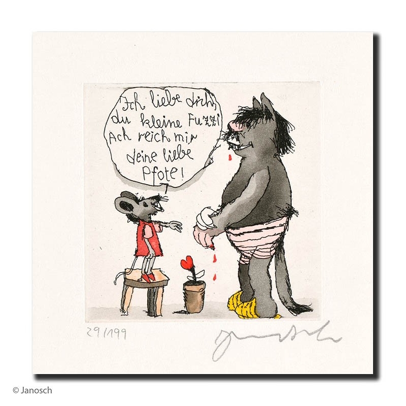 Original Bild "Ich liebe Dich Du kleine Fuzzi" von Janosch - Kunst mit Zertifikat kaufen