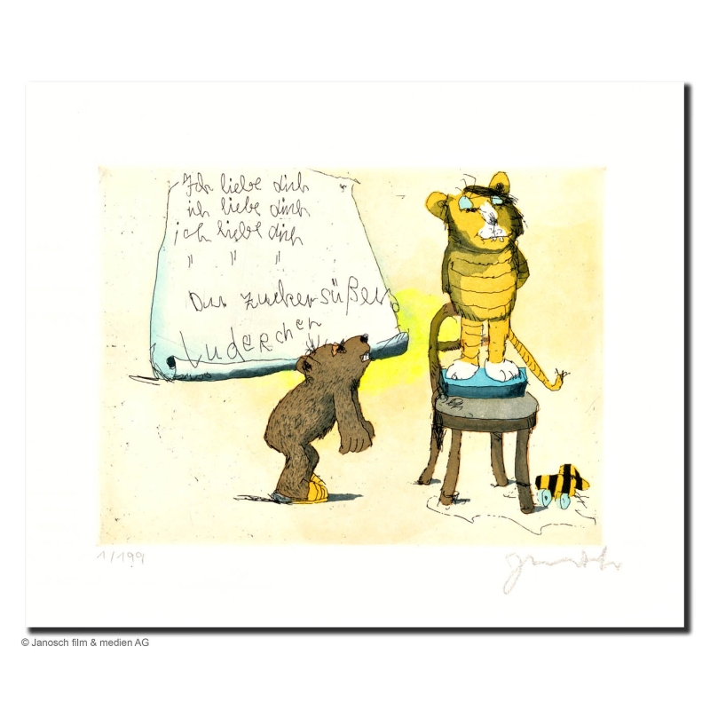 Original Bild "Ich liebe Dich Du zuckersüßes Luderchen" von Janosch - Kunst mit Zertifikat kaufen