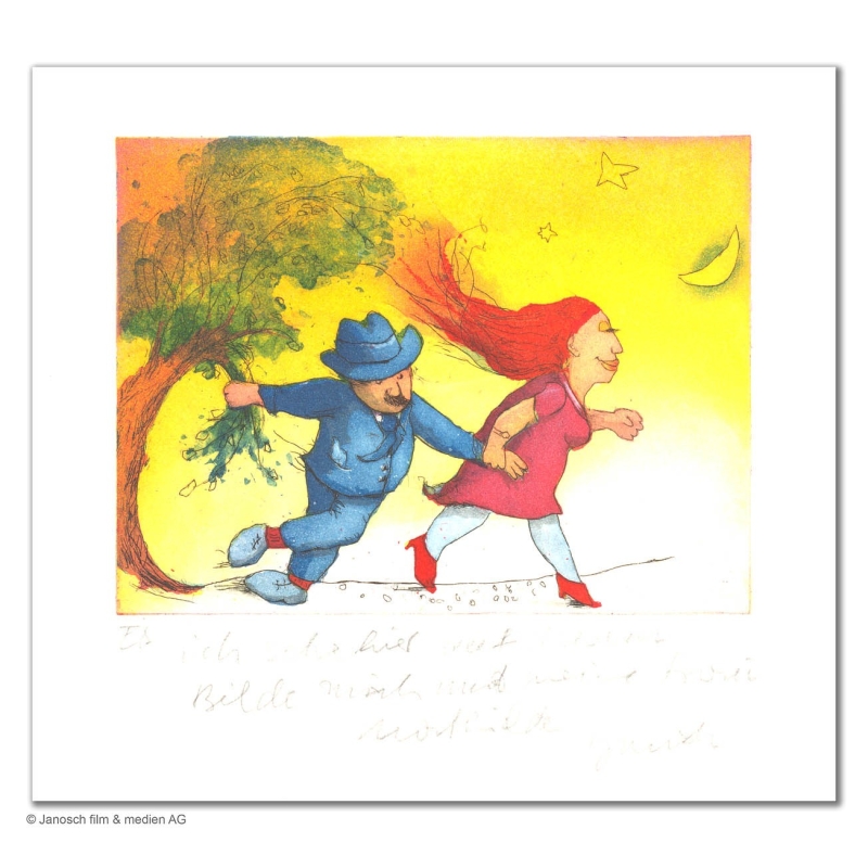 Original Bild "Ich sehe hier auf diesem Bilde mich verlobt mit Mathilde" von Janosch - Kunst mit Zertifikat kaufen
