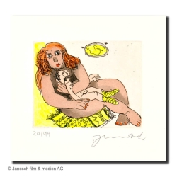 Original Bild "Luise schützt mich" von Janosch - Kunst mit Zertifikat kaufen
