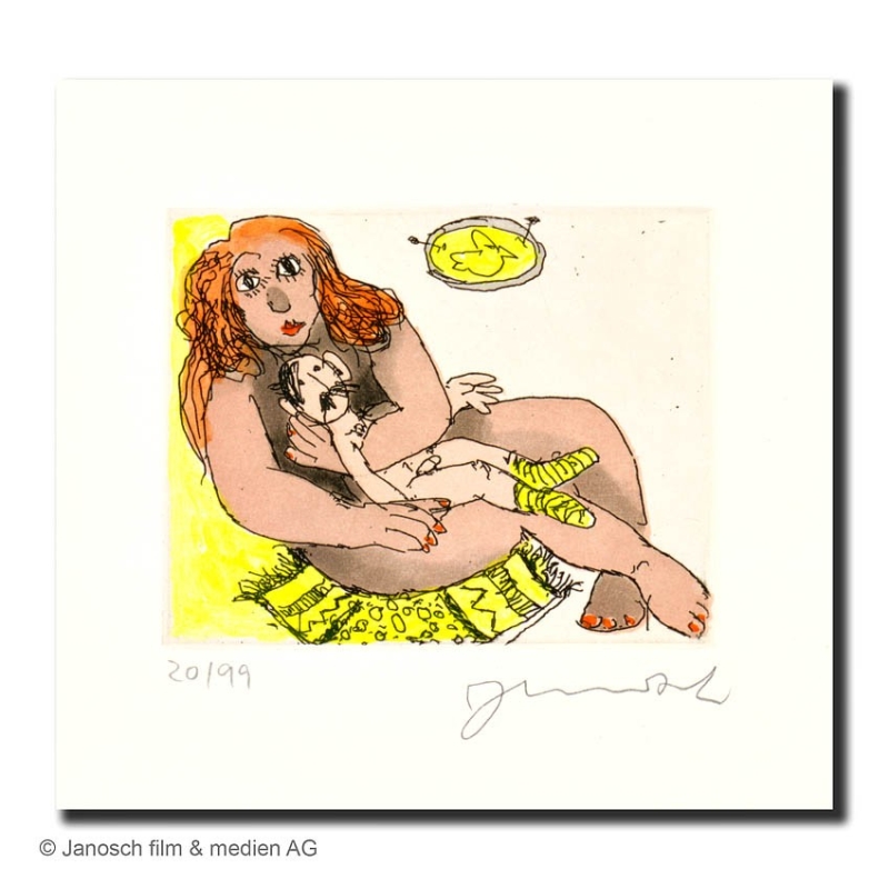 Original Bild "Luise schützt mich" von Janosch - Kunst mit Zertifikat kaufen